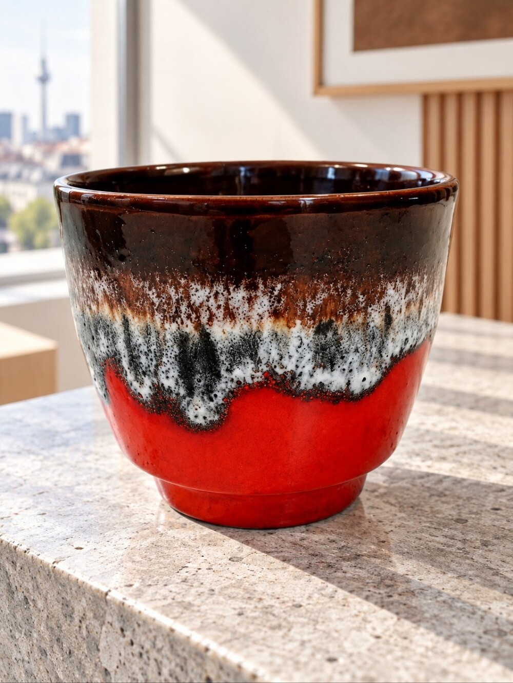 Vintage Bay Keramik West German Fat Lava Planter Red Brown MCM 6"